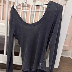 FP Movement by Free People Asymmetrical Gray Long Sleeve Blouse